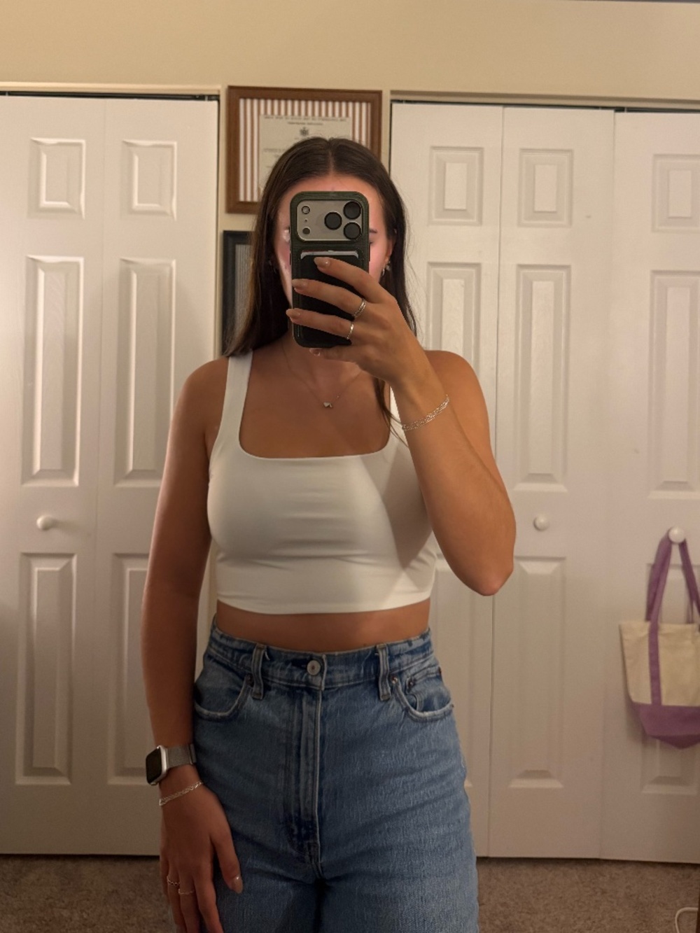 White Cropped Square Neck Tank - Picture 2 of 2